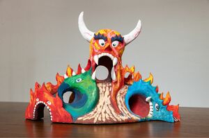 個展のランドマークになる鬼がモチーフの“公園魔”の模型（イメージ）