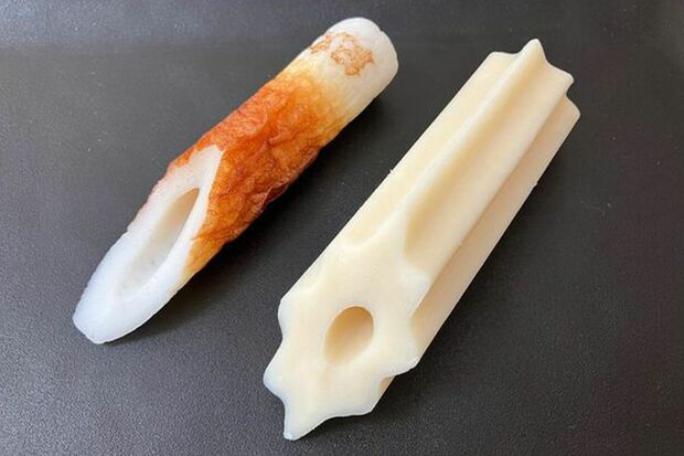 名前は似ているが原料と味はまったく違う、ちくわ（左）とちくわぶ（右）