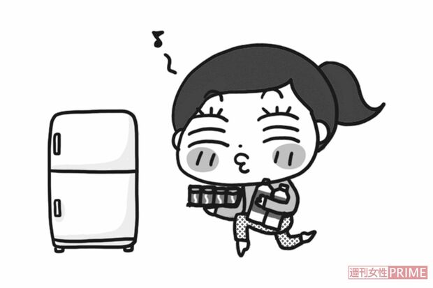 電気代は大型冷蔵庫のほうがお得　イラスト／まめこ