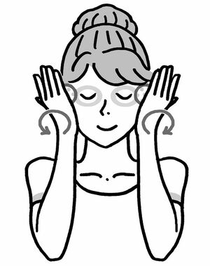 《POINT》「眼球に押しつけないように注意を。このほか、頬骨からあごまでまんべんなくコロコロ行うと、小顔効果もあります」目はデリケートなのでやさしく
