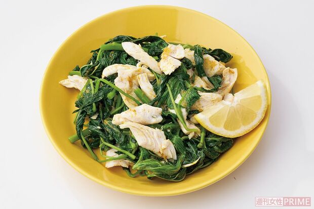 モロヘイヤとささみのカレー風味あえ