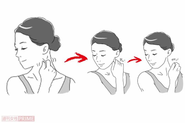 STEP3：硬い筋肉がやわらかくなるのを実感！胸鎖乳突筋をもみほぐす