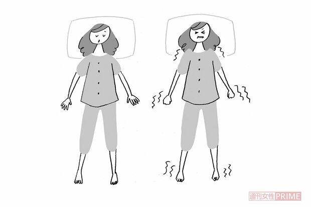 呼吸を意識した快眠体操でぐっすり眠る　イラスト／やのひろこ