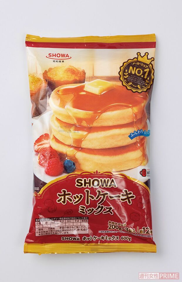 『SHOWA ホットケーキミックス』（昭和産業／200g×3袋入り128円）　※画像をクリックするとAmazonの商品ページにジャンプします。