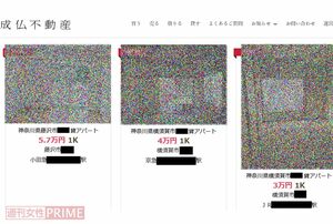 成仏不動産のホームページには事故物件が並ぶ（※一部加工）