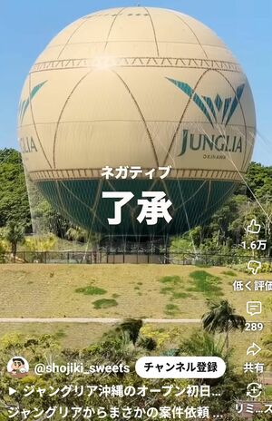人気インフルエンサー「正直レビュー」が投稿したジャングリア沖縄の案件動画が話題(本人のYouTubeショートより)
