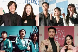 (左上から)『冬のソナタ』ペ・ヨンジュン、チェ・ジウ、『梨泰院クラス』 パク・ソジュン 、キム・ダミ、クォン・ナラ、『イカゲーム』パク・ヘス、イ・ジョンジェ、チョン・ホヨン、『愛の不時着』ヒョンビン、ソン・イェジン