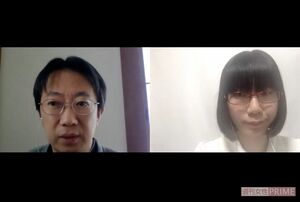 オンラインでの取材の様子。(写真左)稲葉剛さん、(同右)たかまつなな