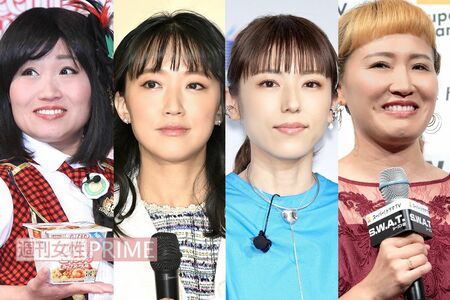 （左から）「見たくない」でランクインしたキンタロー。、竹内由恵、若槻千夏、丸山桂里奈