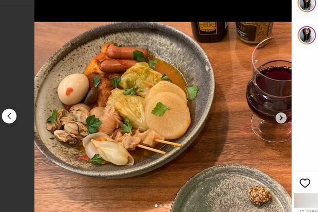 インスタグラムにアップされた大政絢の手料理