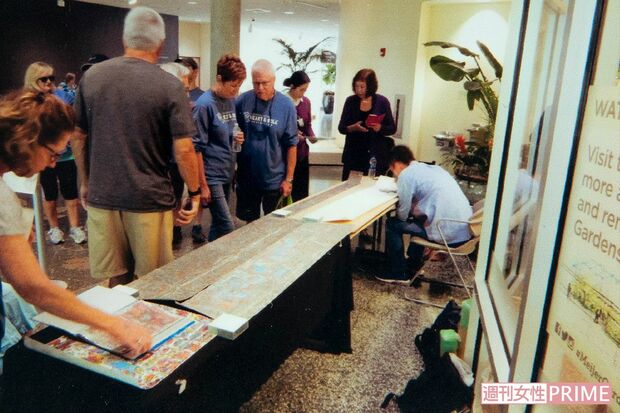 アメリカ・ミシガン州で開催した展覧会にて、デモンストレーション