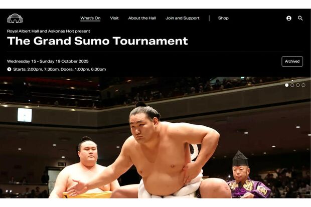 大相撲ロンドン公演を告知したロイヤル・アルバート・ホール（公式サイトより）