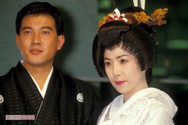 1986年11月、明子夫人と結婚披露宴を挙げた原辰徳監督