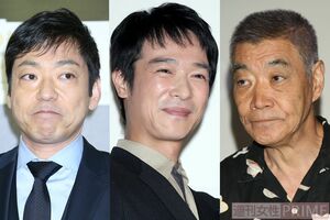 アクの強～い面々が勢ぞろい。勧善懲悪で日曜の夜にスッキリさせてくれるのも人気の秘訣？　左から香川照之、堺雅人、柄本明