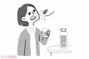 「お茶うがい」のやり方　イラスト／ふるやますみ