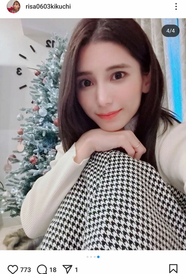 城島茂の妻でタレントの菊池梨沙(30歳)(本人のインスタグラムより)