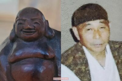 （左は）鷲見容疑者が彫った布袋の像、（右は）鷲見一道容疑者