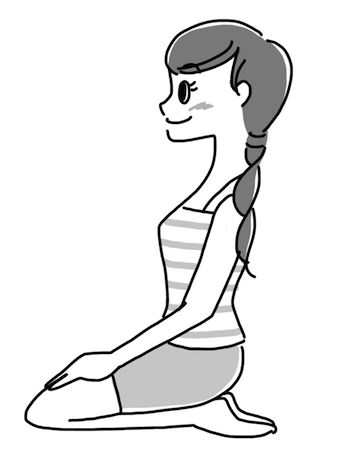  【実践2】尻のくぼみにかかとをはめ込むイメージで、ゆっくりと尻を下ろす。そのままの姿勢で正座を30秒キープ。