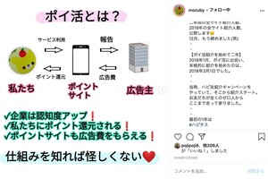 インスタで丁寧にポイ活の仕組みを解説。「ポイ活は怪しくないし、安心してポイントを貯めていけます」とmozubyさん