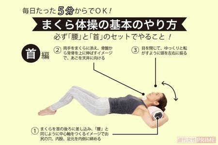 毎日たった5分からでOK!まくら体操の基本のやり方【首】 撮影/織田桂子