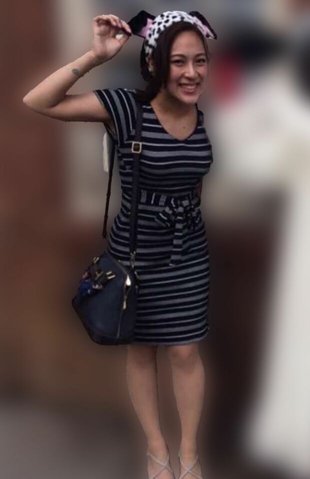 タイトなワンピースを着る佐久間清来容疑者（本人のフェイスブックより、画像は編集部で一部加工）