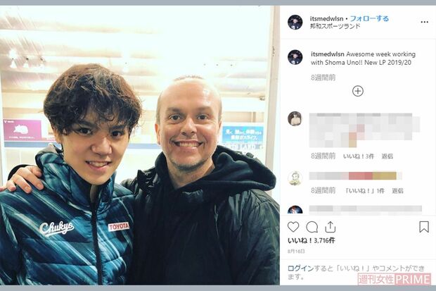 フリーの振り付けを担当したデービッド・ウィルソンと宇野（本人のインスタグラムより）