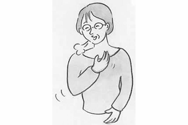 （4）胸の中央の気管支のあたりも同様に叩く　イラスト／長田直美
