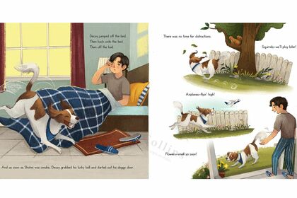 2026年2月20日に発売される大谷翔平の絵本『DECOY-SAVES-OPENING-DAY（原書タイトル）』の中面ページ（ポプラ社のHPより）