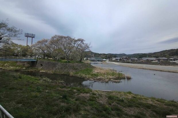 園部小学校近くには大きな川が流れる