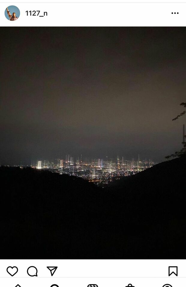 匂わせ１　中田が自身のInstagramに掲載した夜景。稲垣と酷似