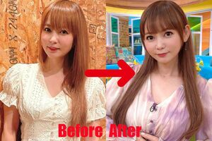 中川翔子のビフォーアフター（共に公式インスタグラムより）
