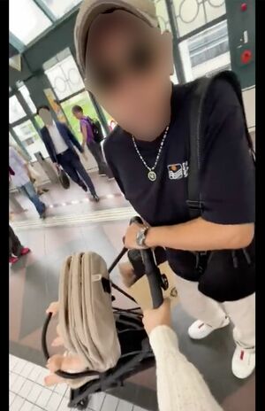 トラブルとなった初老男性はベビーカーを掴んでいた(Nさんのツイッターより、一部編集部加工)