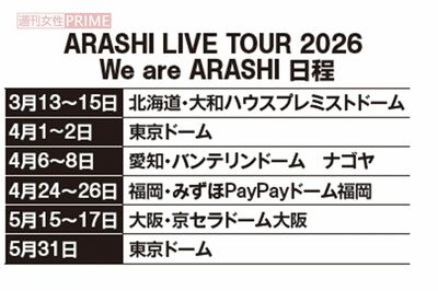 嵐のライブツアー『WeareARASHI』は全15公演を予定している
