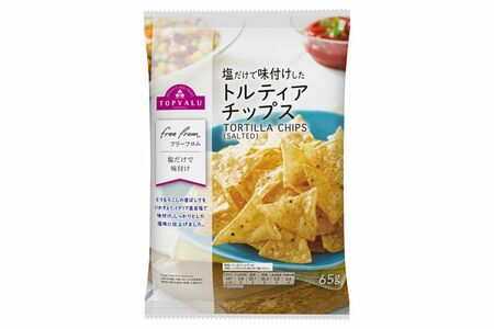 イオントップバリュフリーフロム塩だけで味付けしたトルティアチップス98円