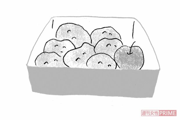 【じゃがいも】りんご1個と一緒に冷暗所でキープ　イラスト/やのひろこ