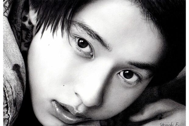 山崎賢人（鉛筆画）