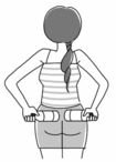 【メソッド3】痛みのある個所を狙ってペットボトルを押し当てる。当て方の要領は【メソッド1】と同じ。1本同時に行ってもよい。※急性腰痛になった場合、この【メソッド3】は行わないこと。
