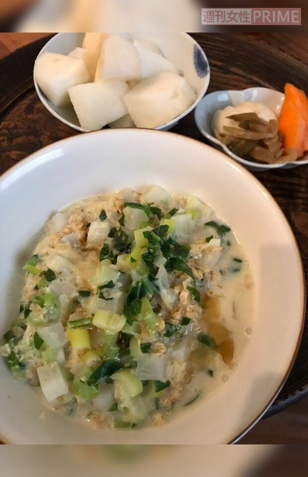 オートミール豆乳お粥の朝ごはん