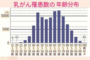 2019年に乳がんと診断された患者数〈全国がん登録罹患データ（厚生労働省）より作成〉
