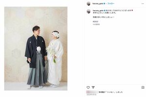 2021年、サッカーJ1・鹿島アントラーズの三竿健斗と結婚した後藤晴菜アナウンサー（本人のインスタグラムより）