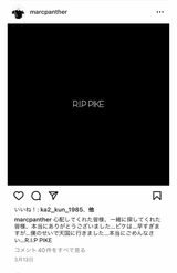 愛猫が亡くなったことを報告したマーク・パンサー（本人のインスタグラムより）