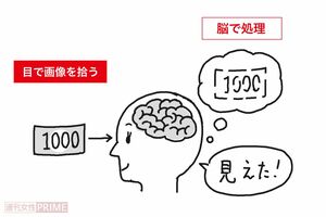 脳の処理能力を鍛えることで、ぼやけた画像を脳が鮮明な画像に補正してくれる（イラスト／伊藤和人）