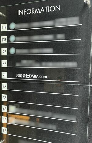 福原の会社が入るブルの入り口になるフロアガイド。所在地は　7階のはずだが、そこに福原の会社名はない