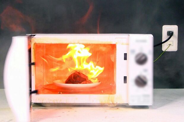 電子レンジで肉まんが真っ黒こげになったという事例も（提供元：NITE）