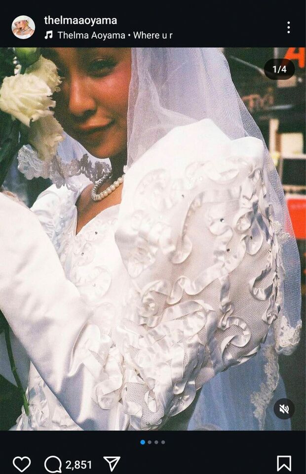 結婚報告をする青山テルマ（本人Instagramより）