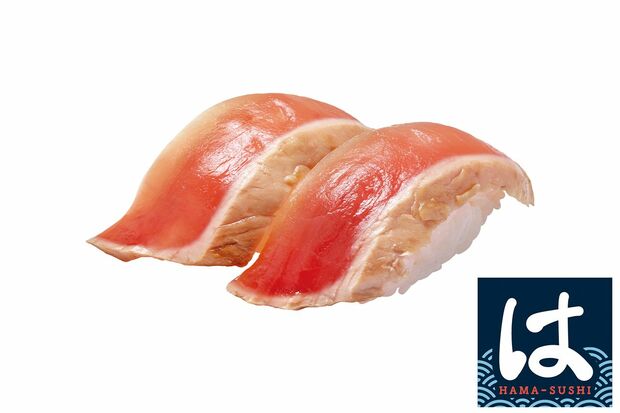 【はま寿司】直火焼きまぐろ（大葉にんにく風味）