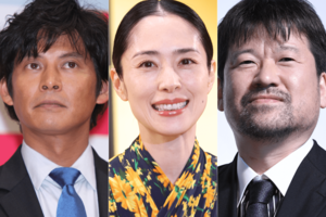左から『踊る』主演の織田裕二、最新予告では不在だった深津絵里、予告に登場の佐藤二朗