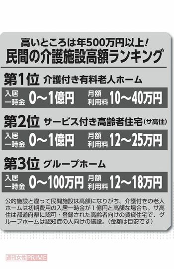 民間の介護士施設高額ランキング