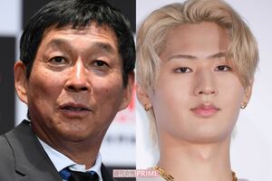 明石家さんま（左）とHiHiJetsの猪狩蒼弥