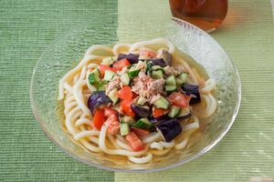 彩り野菜とツナのぶっかけうどん 撮影/廣瀬靖士